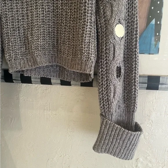 NWOT STAUD Vernacular Sweater Grey/Silver size XS chunky turtleneck $395 - Picture 9 of 12